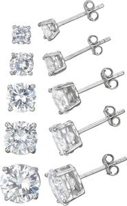 FZN 5-Pack Assorted CZ Stud Earrings