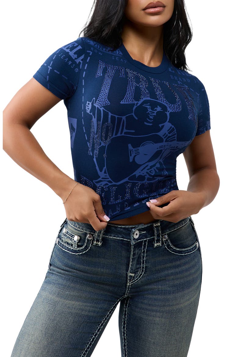 Crystal Logo T-Shirt, Main, color, DRESS BLUE