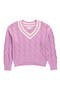 Kids' V-Neck Cable Knit Sweater