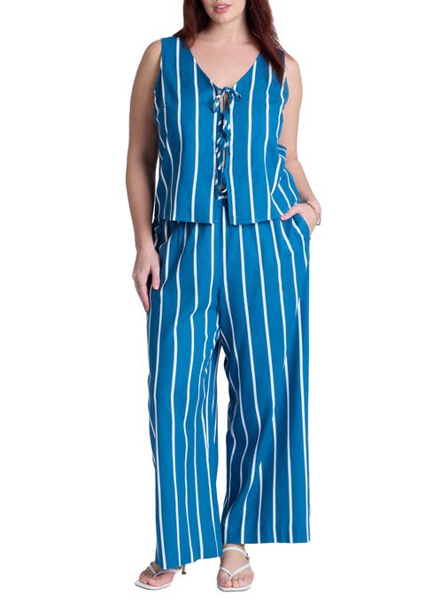 Wide Leg Striped Linen Blend Pant (Plus Available)