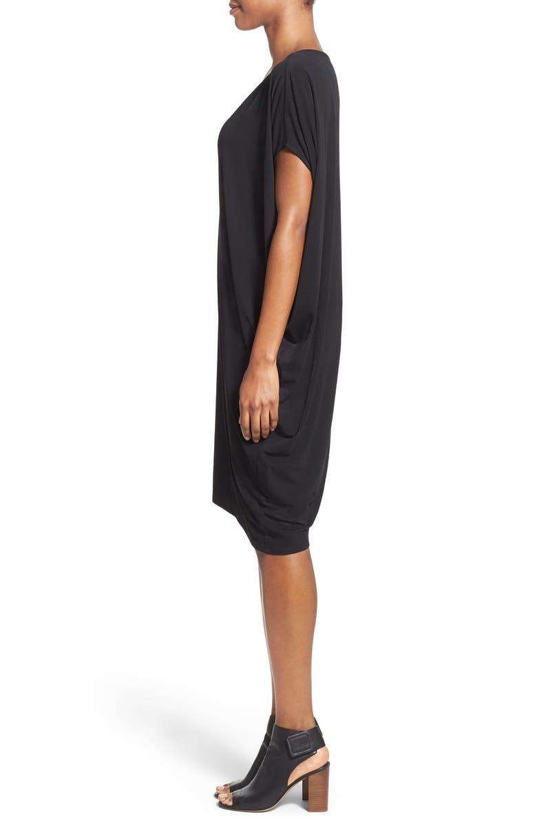 Eileen Fisher Asymmetrical Ballet Neck Silk Jersey Dress, Alternate, color, 