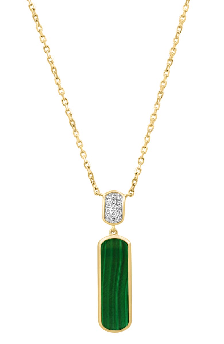 EFFY Malachite & Diamond Pendant Necklace - 0.05ct., Main, color, 
