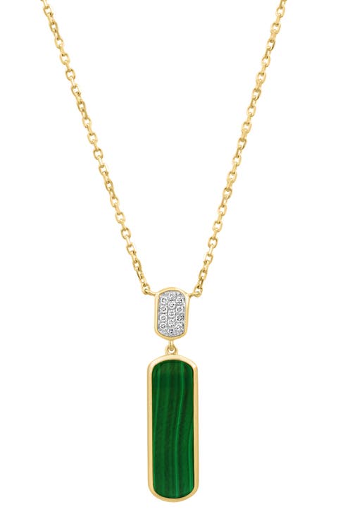 Malachite & Diamond Pendant Necklace - 0.05ct.