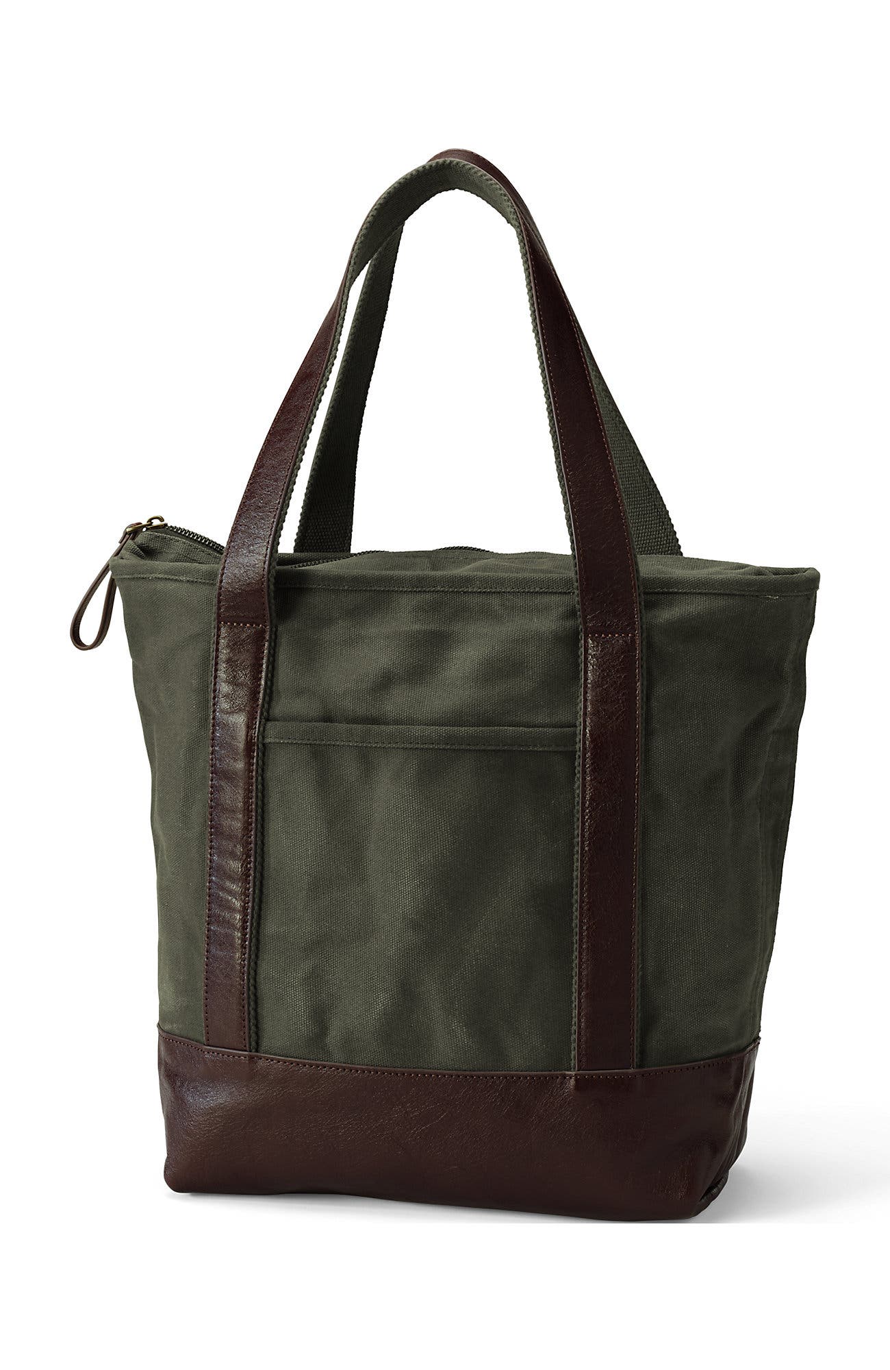 Lands' End Large Waxed Canvas Tote Bag, Main, color, Olive Green