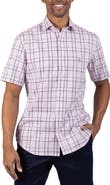 TailorByrd Large Check Yarn Dyed Short Sleeve Linen & Cotton Blend Button-Up Shirt
