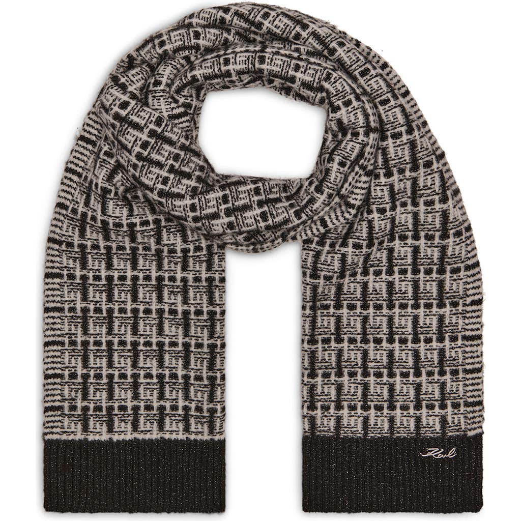 Karl Lagerfeld Paris Tweed Shine Scarf In Black