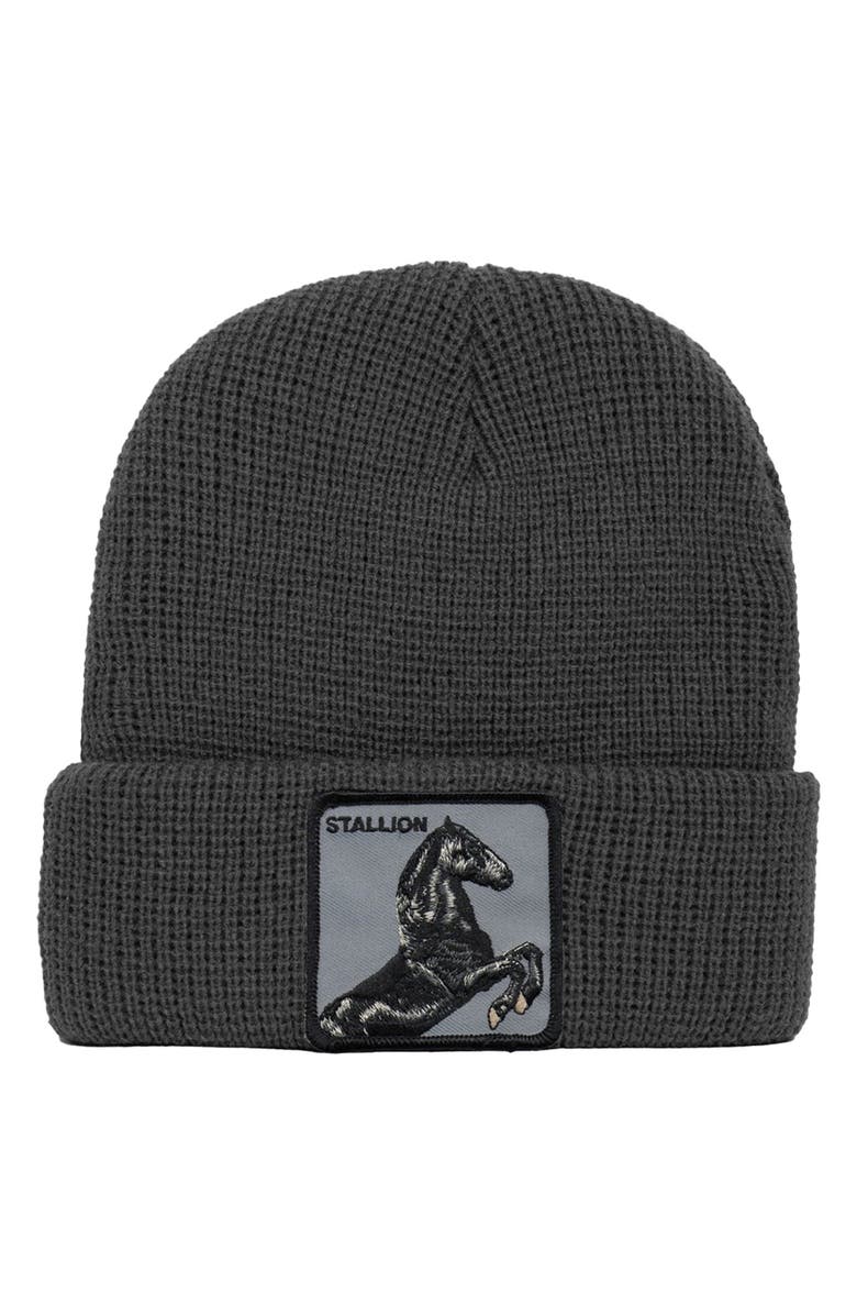 Goorin Bros. Hoof It Horse Patch Beanie, Main, color, Grey