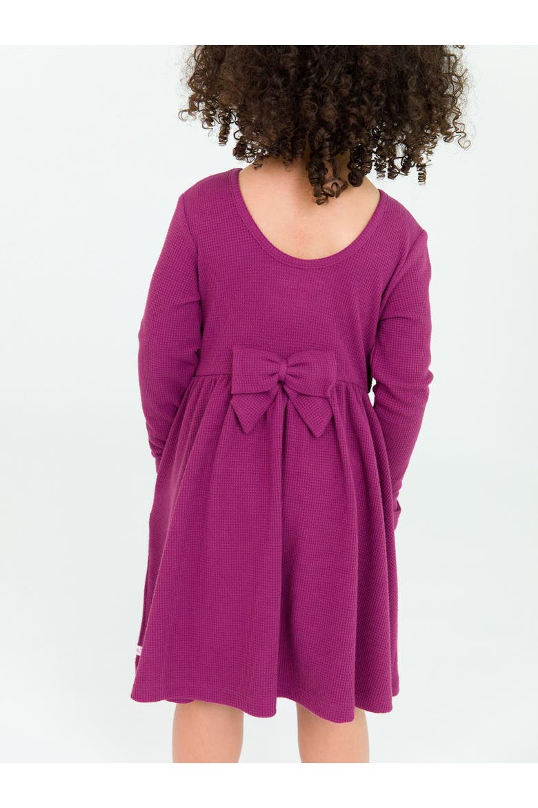 Girls Waffle Knit Long Sleeve Twirl Dress, Alternate, color, Eggplant Harvest