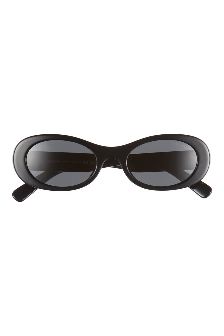 50mm Oval Sunglasses, Main, color, BLACK / DARK GREY
