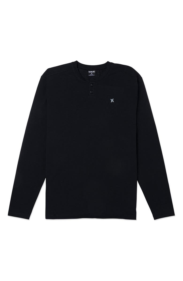 Hurley H2O Dri Slub Long Sleeve Henley T-Shirt, Main, color, Black
