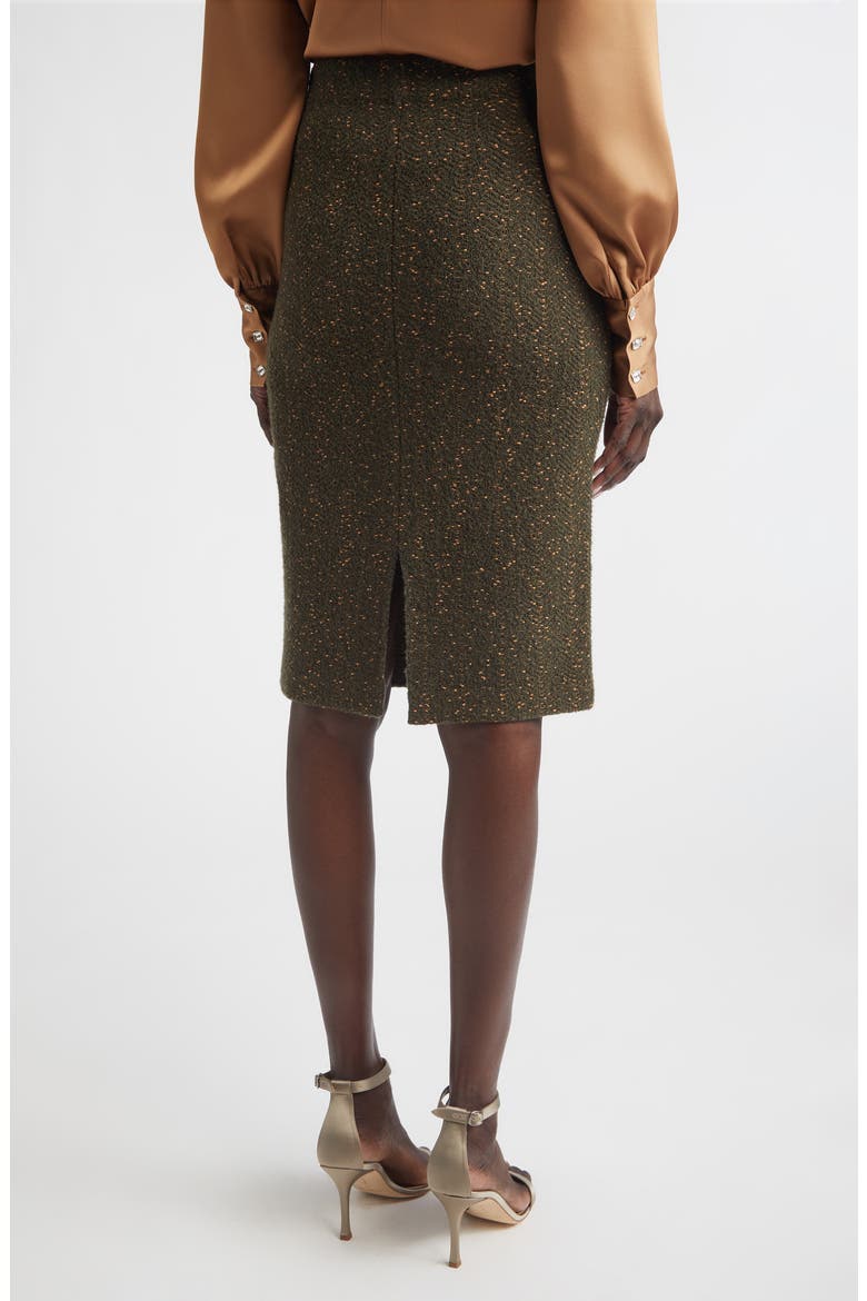 Donegal Cotton & Wool Blend Knit Pencil Skirt, Alternate, color, OLIVE TWEED MULTI