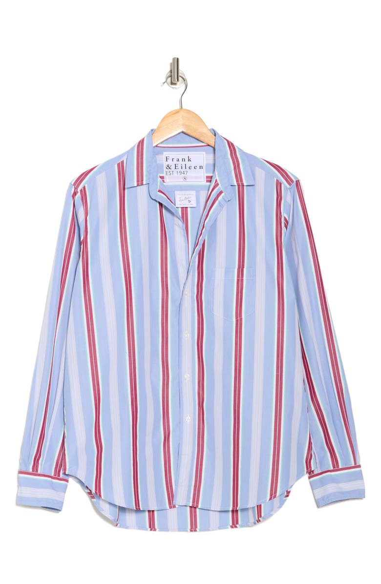 Frank & Eileen Eileen Stripe Print Relaxed Fit Button-Up Shirt, Alternate, color, Maroon Blue Multi Stripe