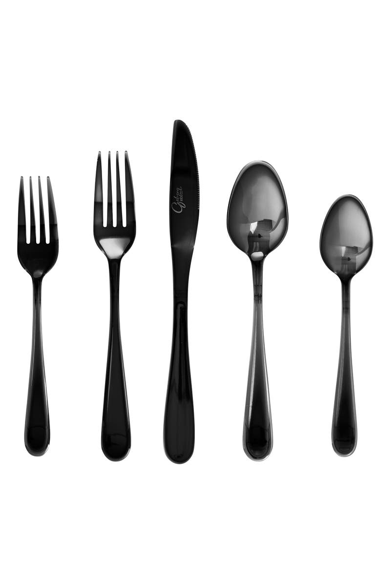 Gibson Stravidia 20 Piece Flatware set Stainless Steel, Alternate, color, Black