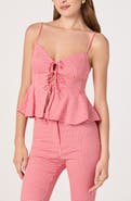 ASTR the Label Alma Stretch Cotton Gingham Top