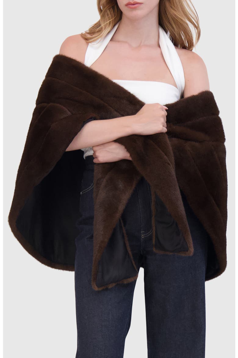 Fur-Free Mink (Faux Fur) Stole, Alternate, color, BROWN