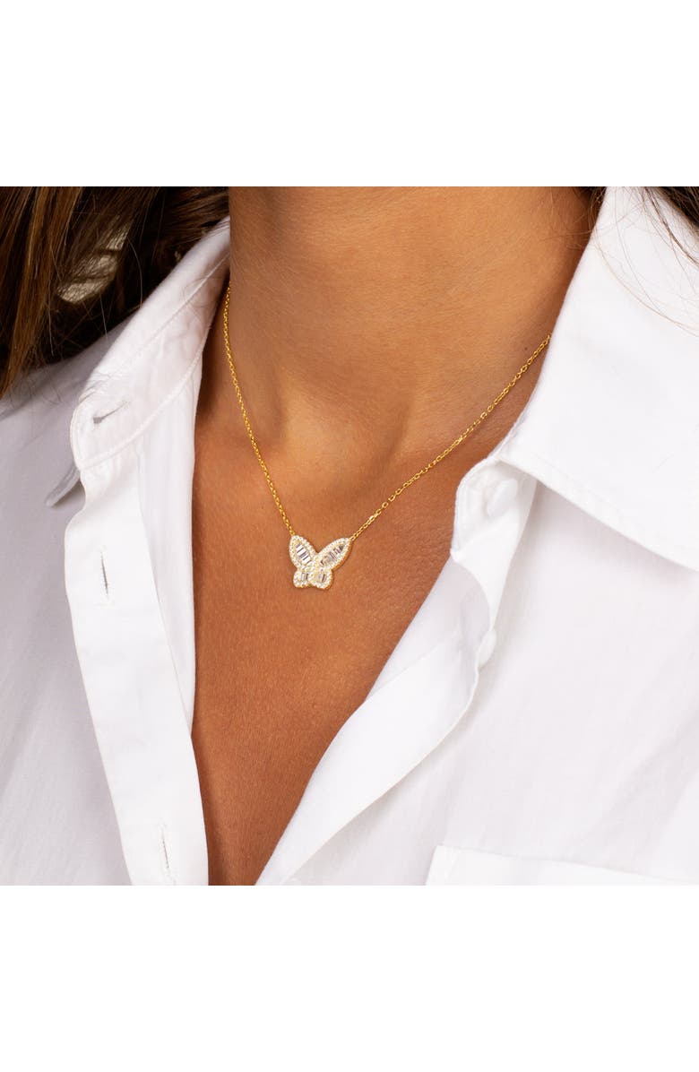 BY ADINA EDEN Large Pave X Baguette Butterfly Necklace, Alternate, color,