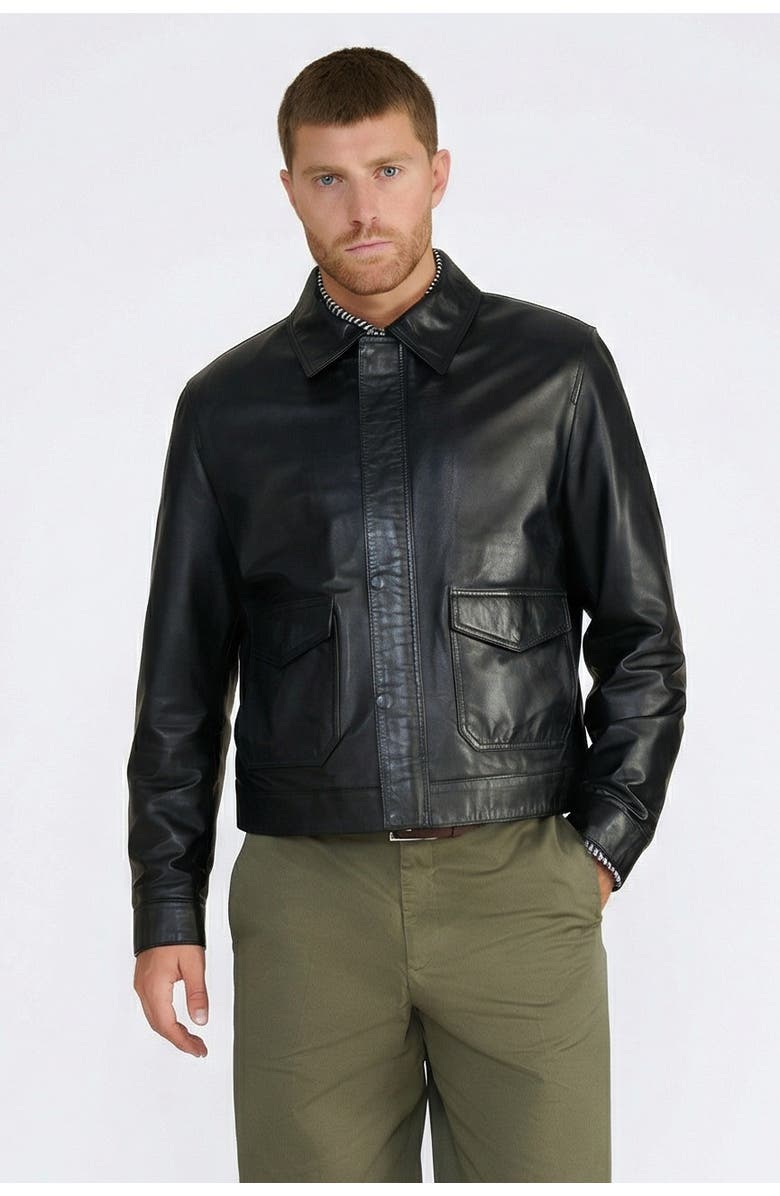 FURNIQ UK Maddox Leather Jacket, Main, color, Black