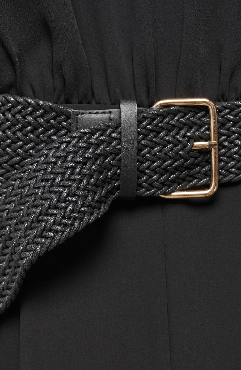 MANGO Belted Sleeveless Jumpsuit, Alternate, color, Black