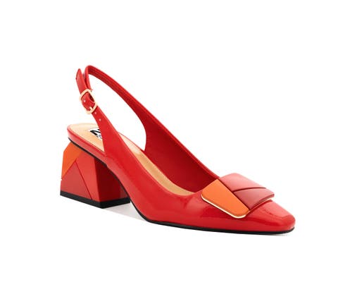 Multi Color Ornament Slingback Pump With Matching Heel