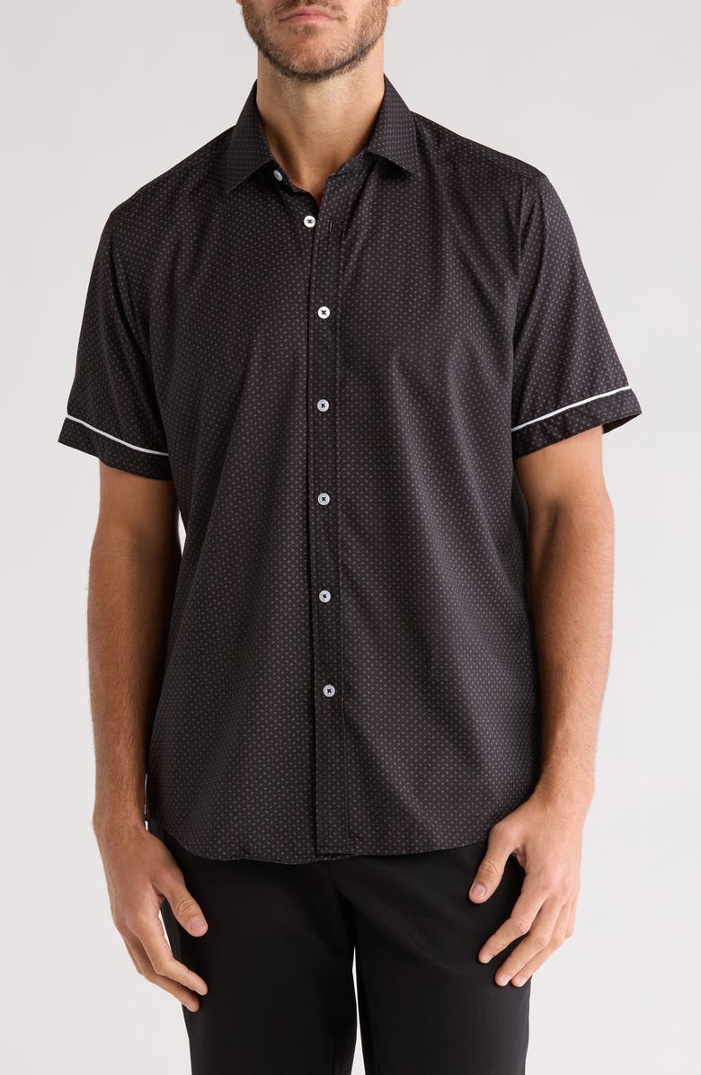 T.R. PREMIUM Tipped Short Sleeve Button-Up Shirt, Main, color,