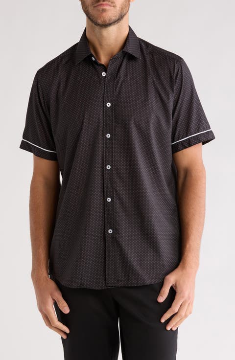 Tipped Short Sleeve Button-Up Shirt