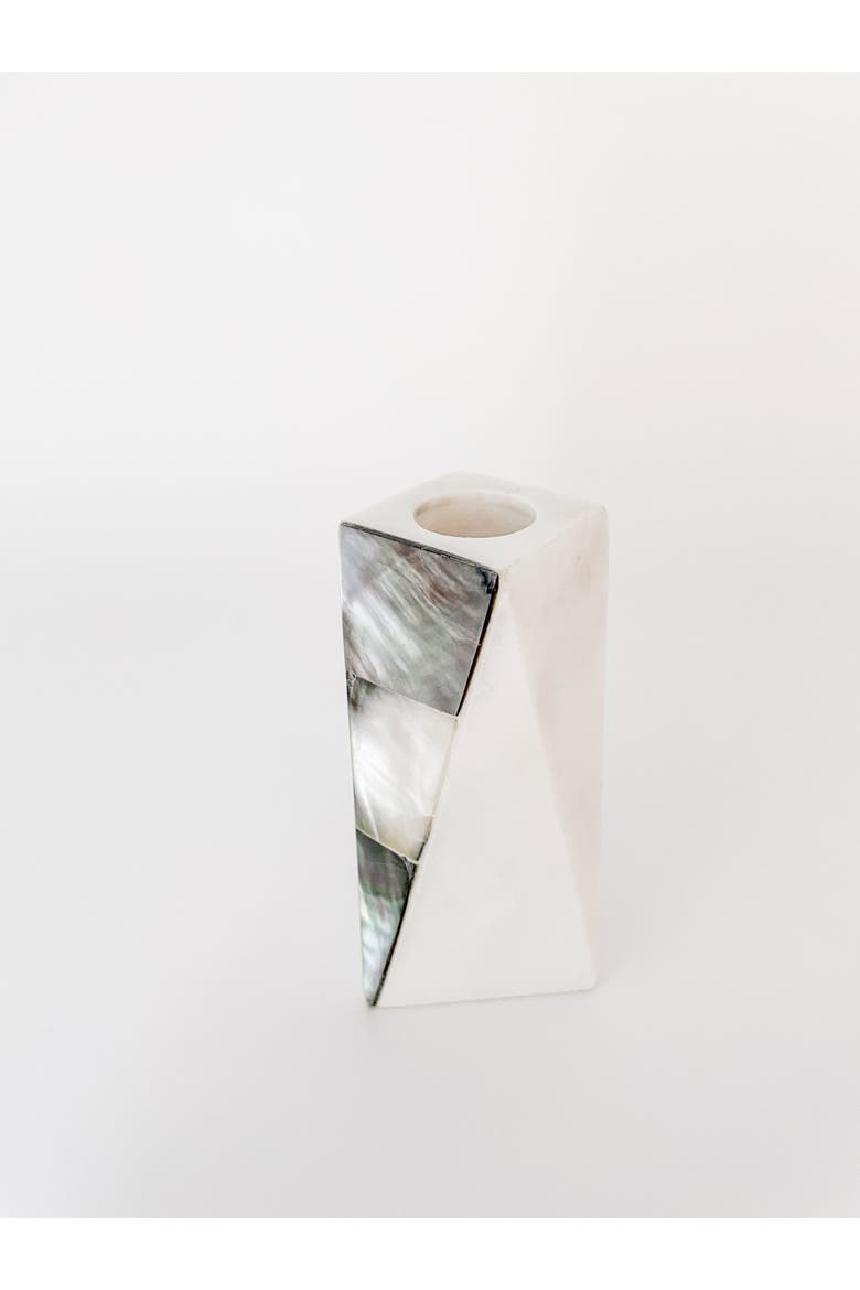 Marble Grey Pearl Candle Holders, Alternate, color, White