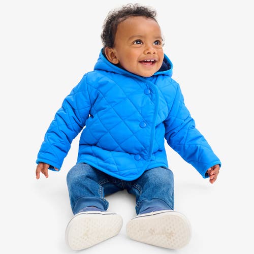 Primary Baby Quilted Fleece-lined Puffer Jacket In Blueberry