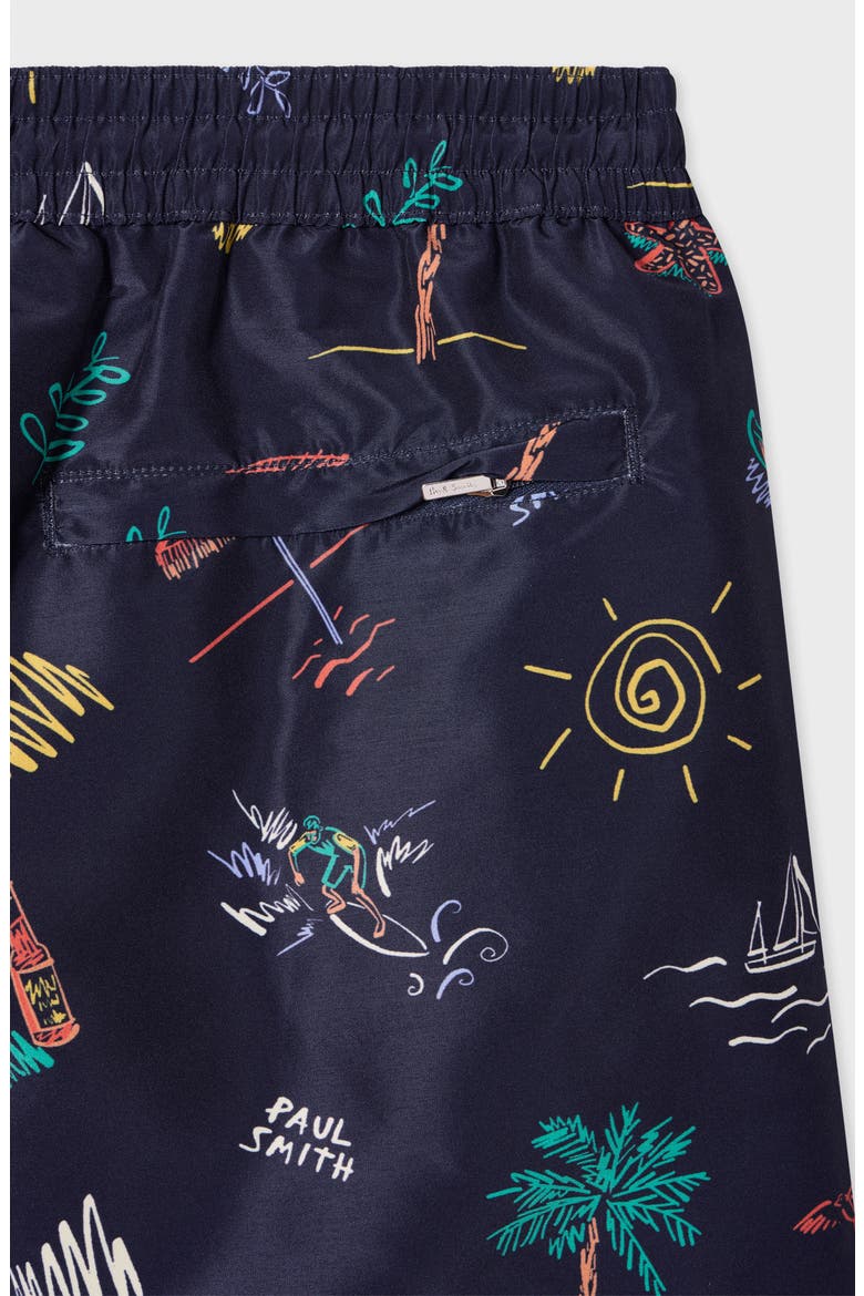 Beach Scene Swim Trunks, Alternate, color, 47 NAVY