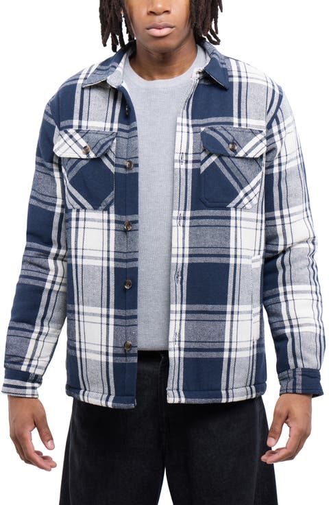 Faux Shearling Lined Flannel Shirt Jacket