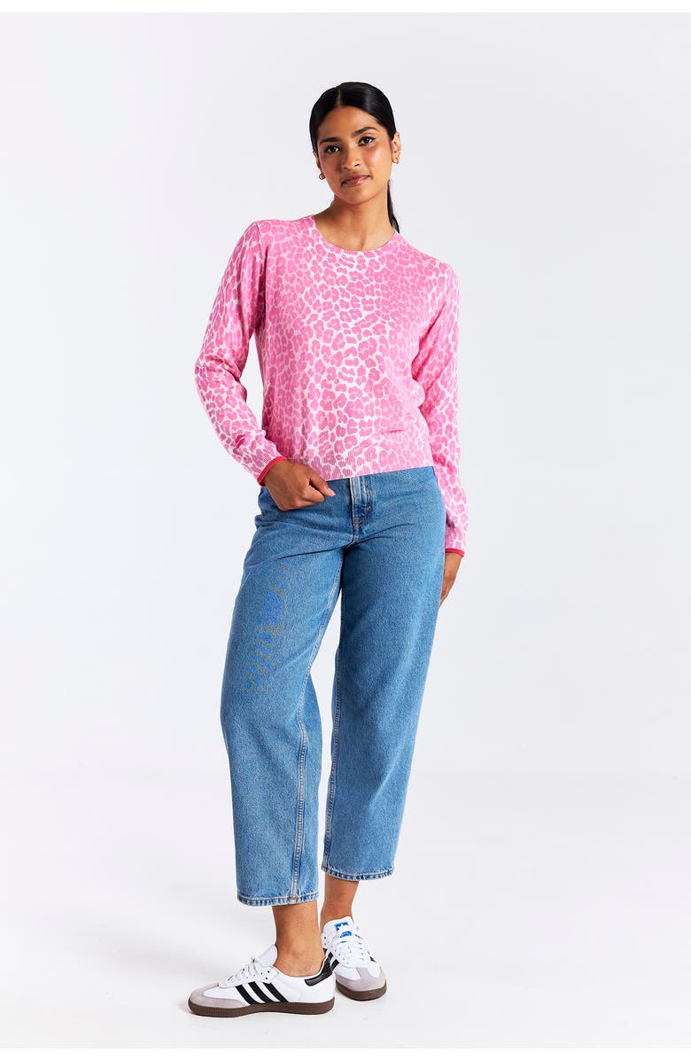WISPR Lyra Leopard Knit Crewneck Sweater, Alternate, color, Pink Leopard Print