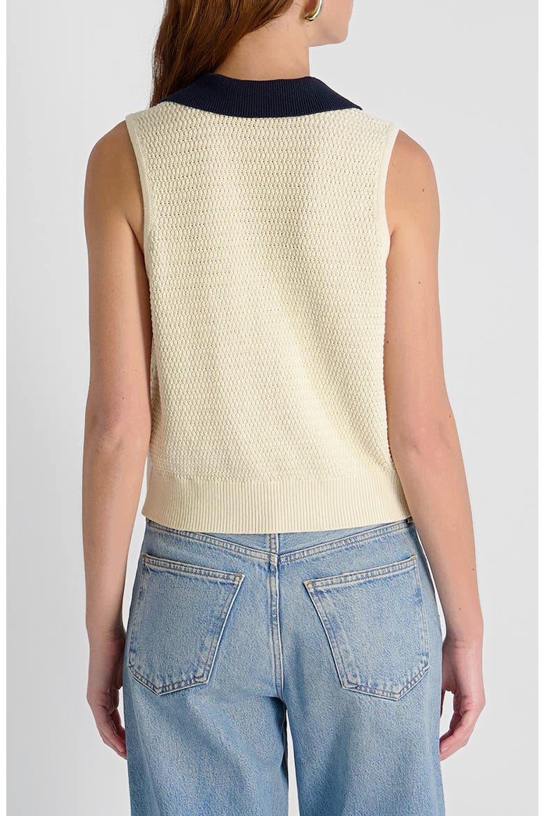 Mozart Contrast Detail Sleeveless Cotton Sweater, Alternate, color, ECRU-MARINE