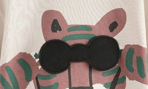 Next Kids' Tiger Cotton Graphic T-shirt & Cargo Shorts Set In Black/ivory/green Multi