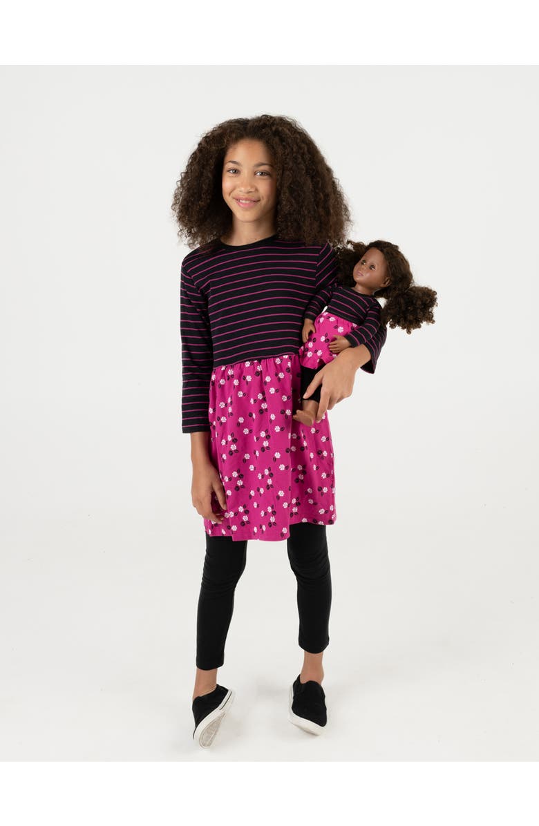 Leveret Girls Skirt Dress with Matching Doll Dress, 100% Cotton, Main, color, Flower