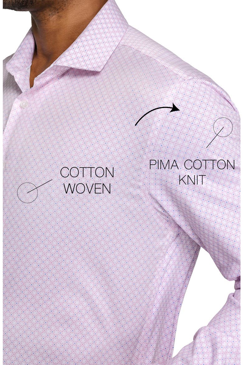 Slim Fit Cross Geo Reworked Button-Up Shirt, Alternate, color, WHITE/ PINK