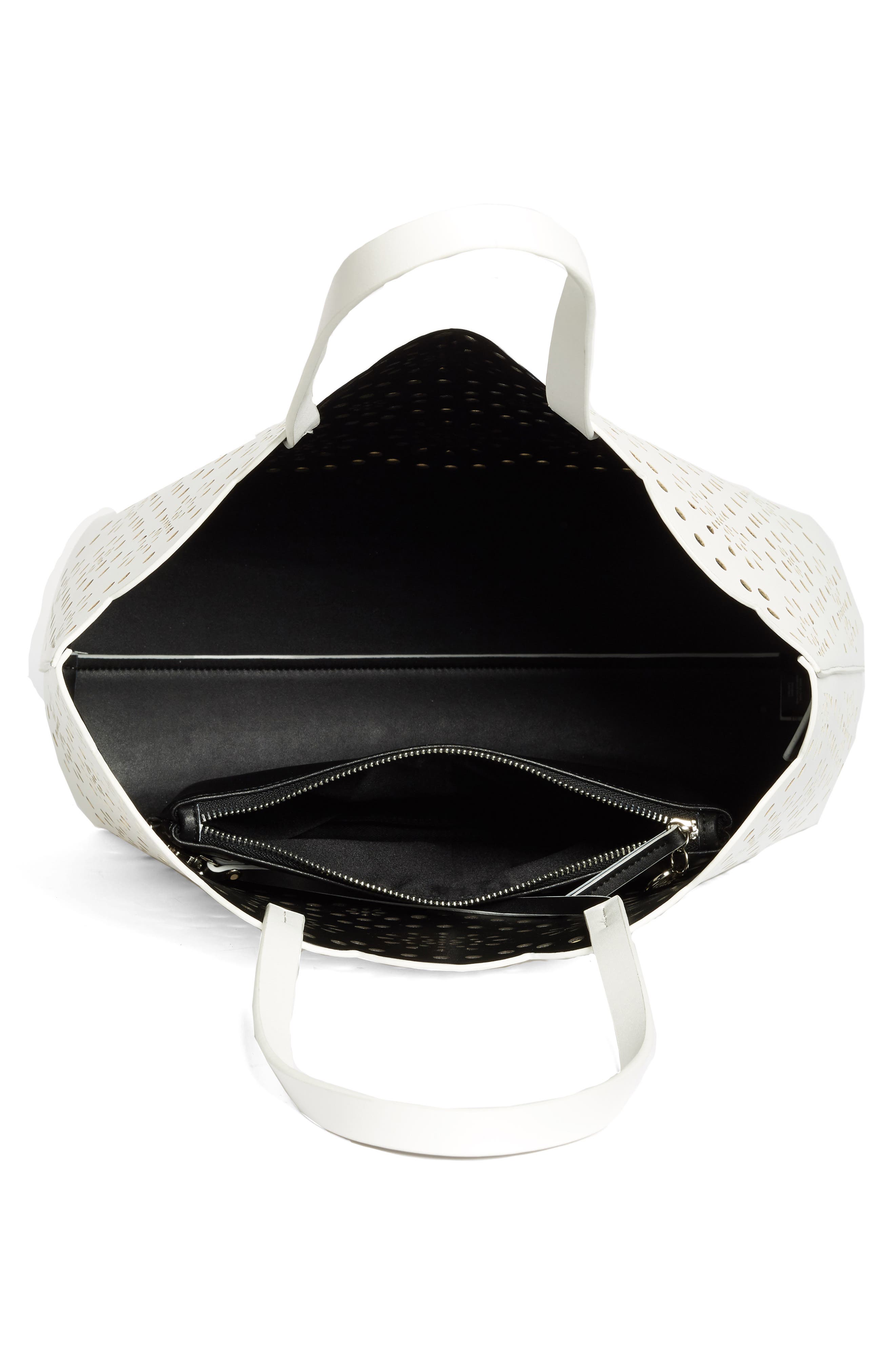 Lily Scallop Faux Leather Tote, Alternate, color, WHITE SNOW