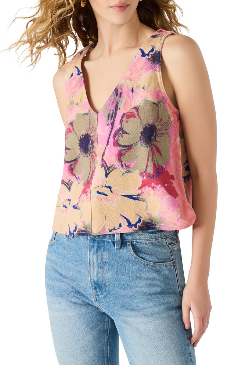 Steve Madden Elia Floral Denim Tank, Main, color, 