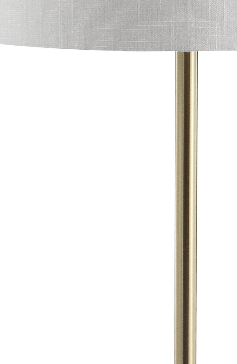 JONATHAN Y Luce 59" Metal/Wood LED Floor Lamp with Table, Black/Brass, Alternate, color, Black/ Brass Gold