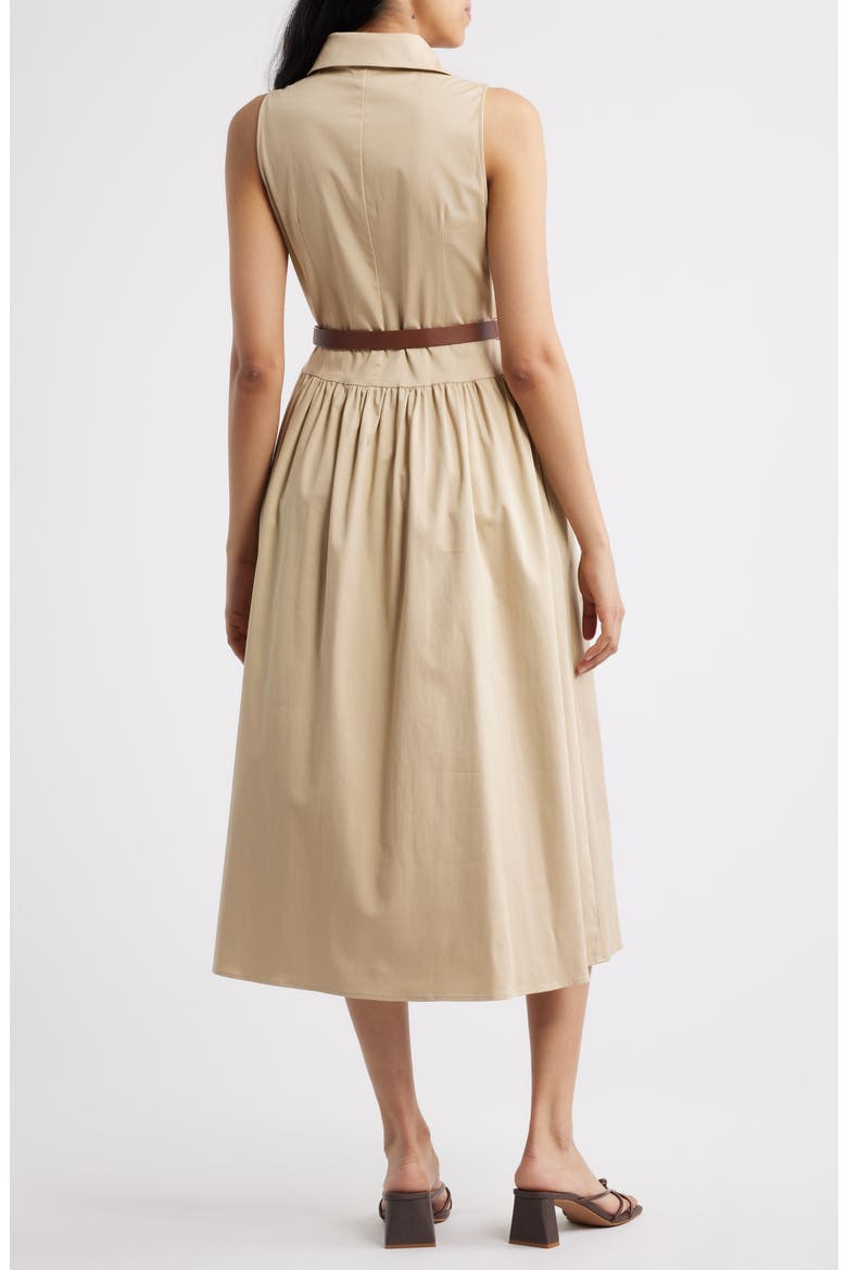 Sleeveless Midi Shirtdress, Alternate, color, SAFARI