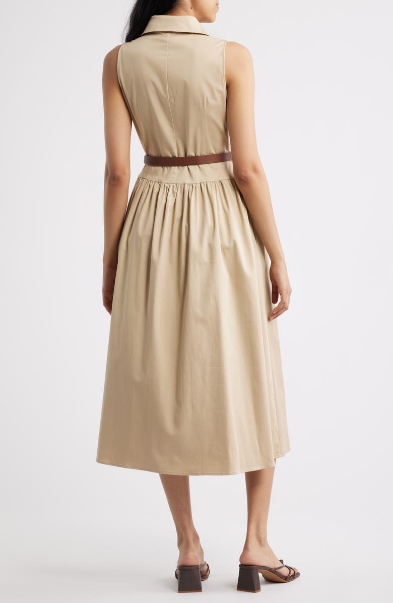 Anne Klein Sleeveless Midi Shirtdress, Alternate, color, Safari