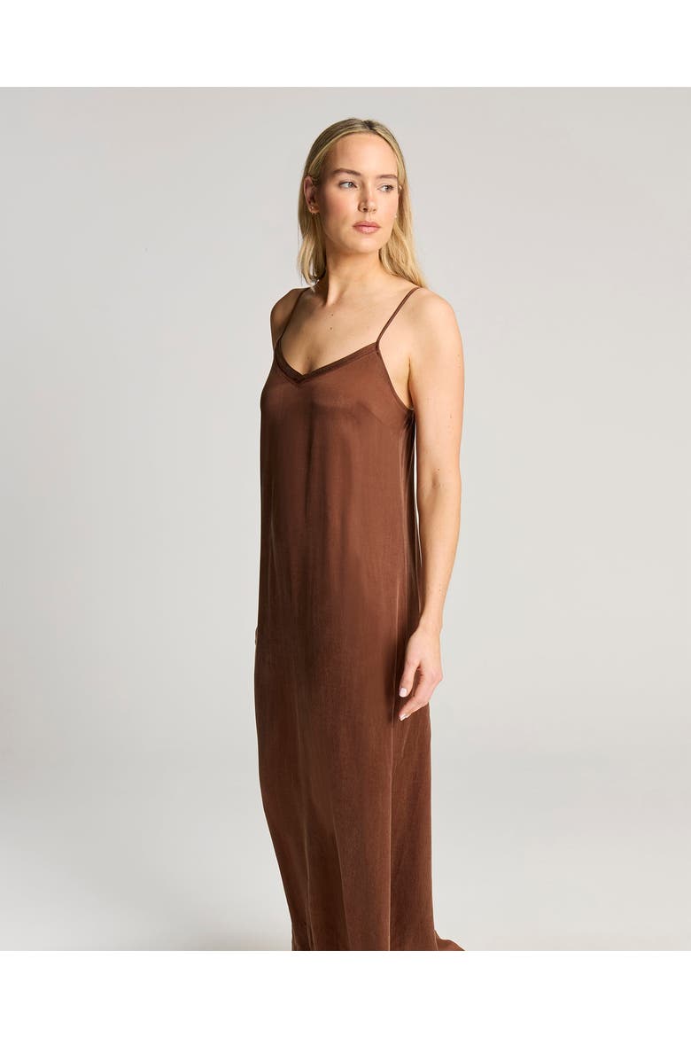Eco-Luxe Maxi Slip Dress, Main, color, Cocoa