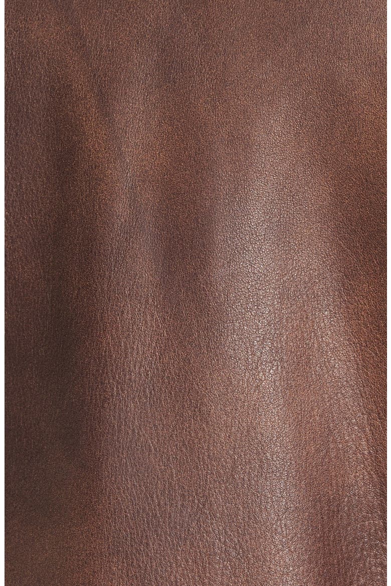 Cowhide Bomber Jacket with Genuine Shearling Collar, Alternate, color, BROWN