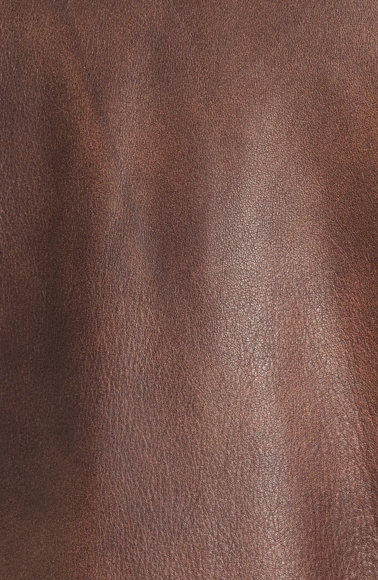 Schott NYC Cowhide Bomber Jacket with Genuine Shearling Collar, Alternate, color, Brown