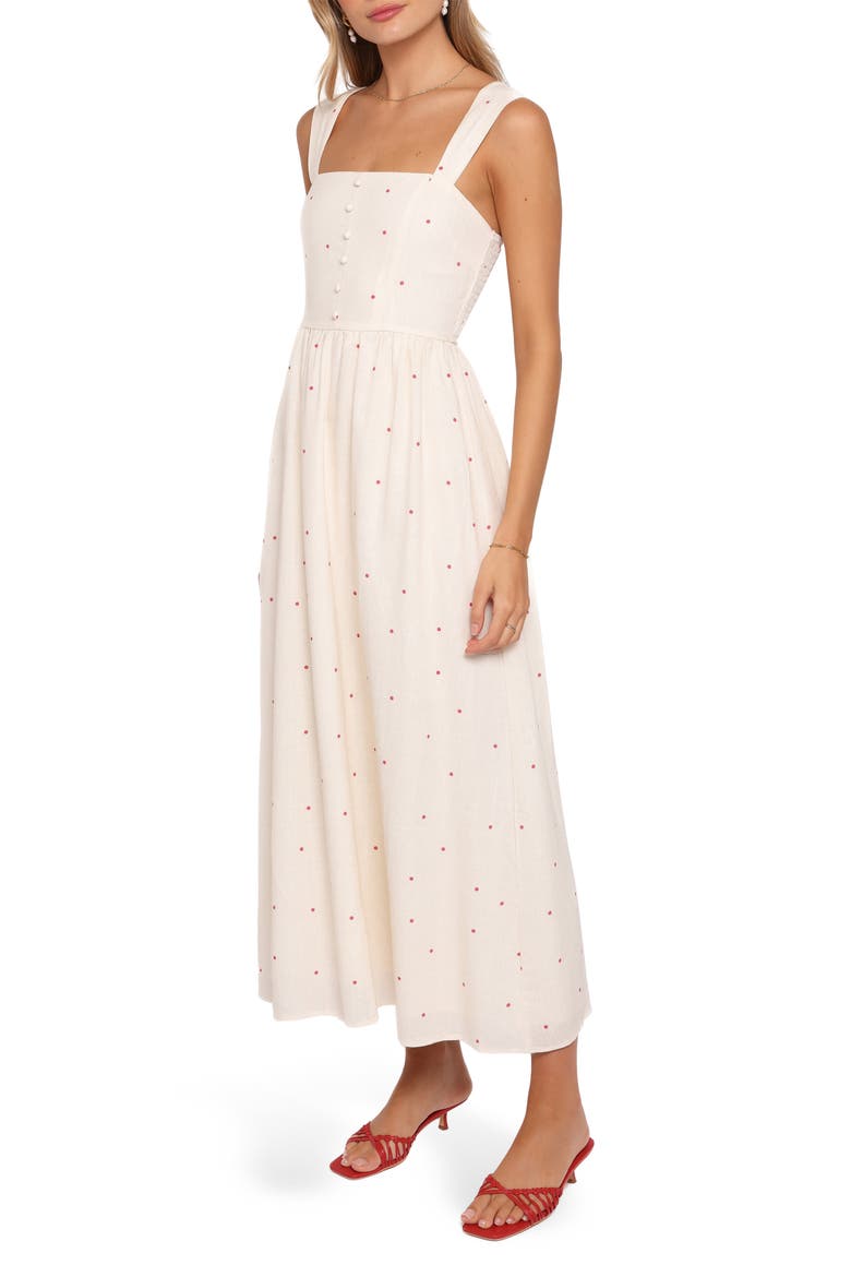 Caty Linen Blend Maxi Sundress, Alternate, color, RED POLKA DOT