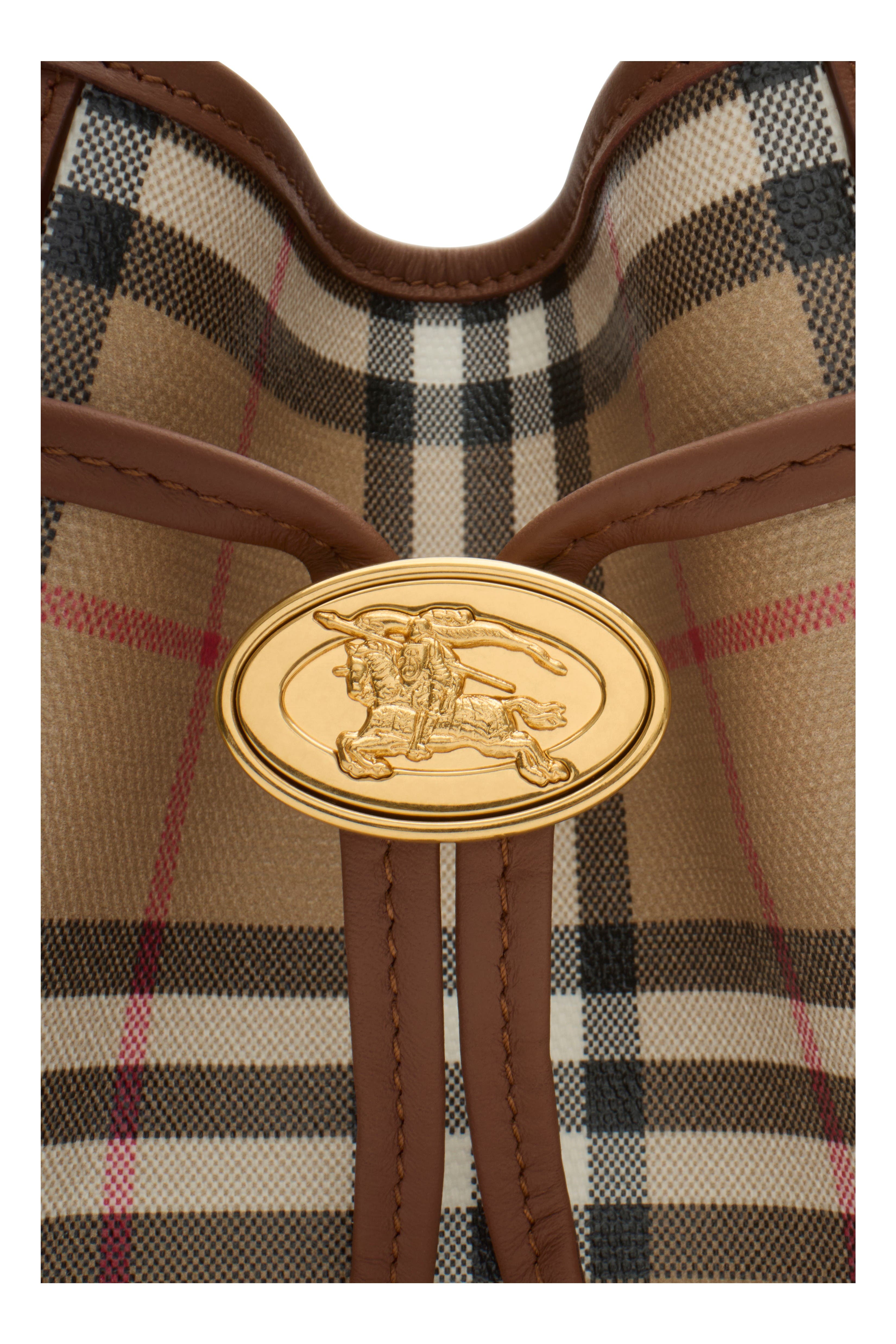 Burberry Small Check Bucket Bag, Alternate, color, Archive Beige
