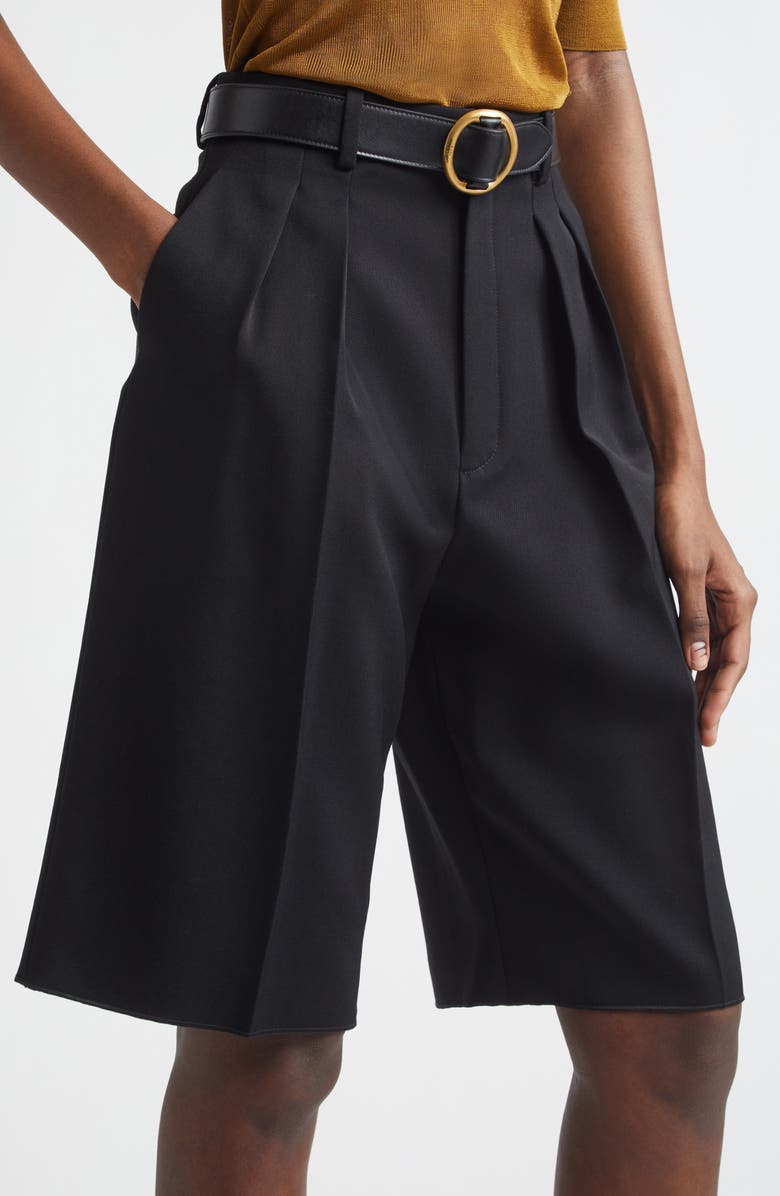 Saint Laurent High Waist Wool Bermuda Shorts, Alternate, color, 