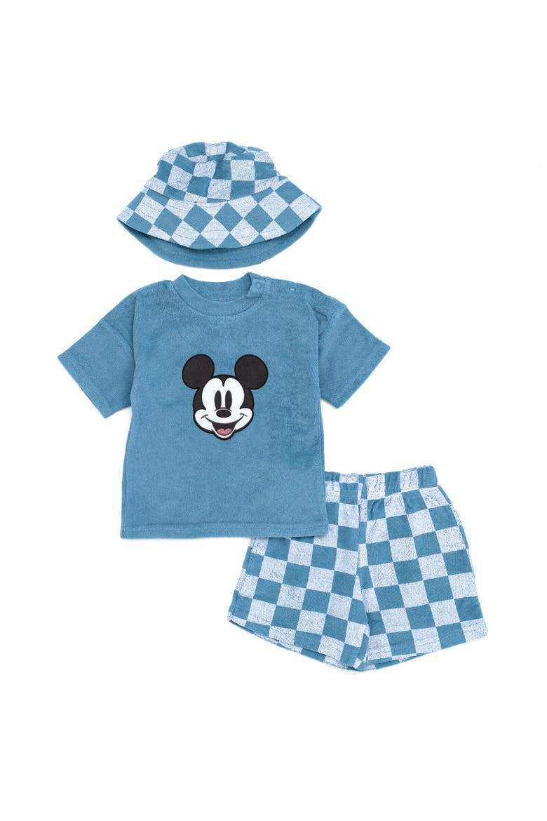 Mickey Mouse T-Shirt Shorts and Bucket Hat Set, Main, color, Royal Blue Mickey
