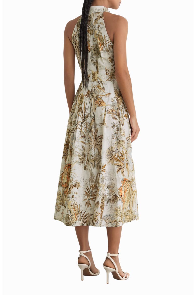 Tate Safari Print Front Tie Midi Dress, Alternate, color, NEUTRAL