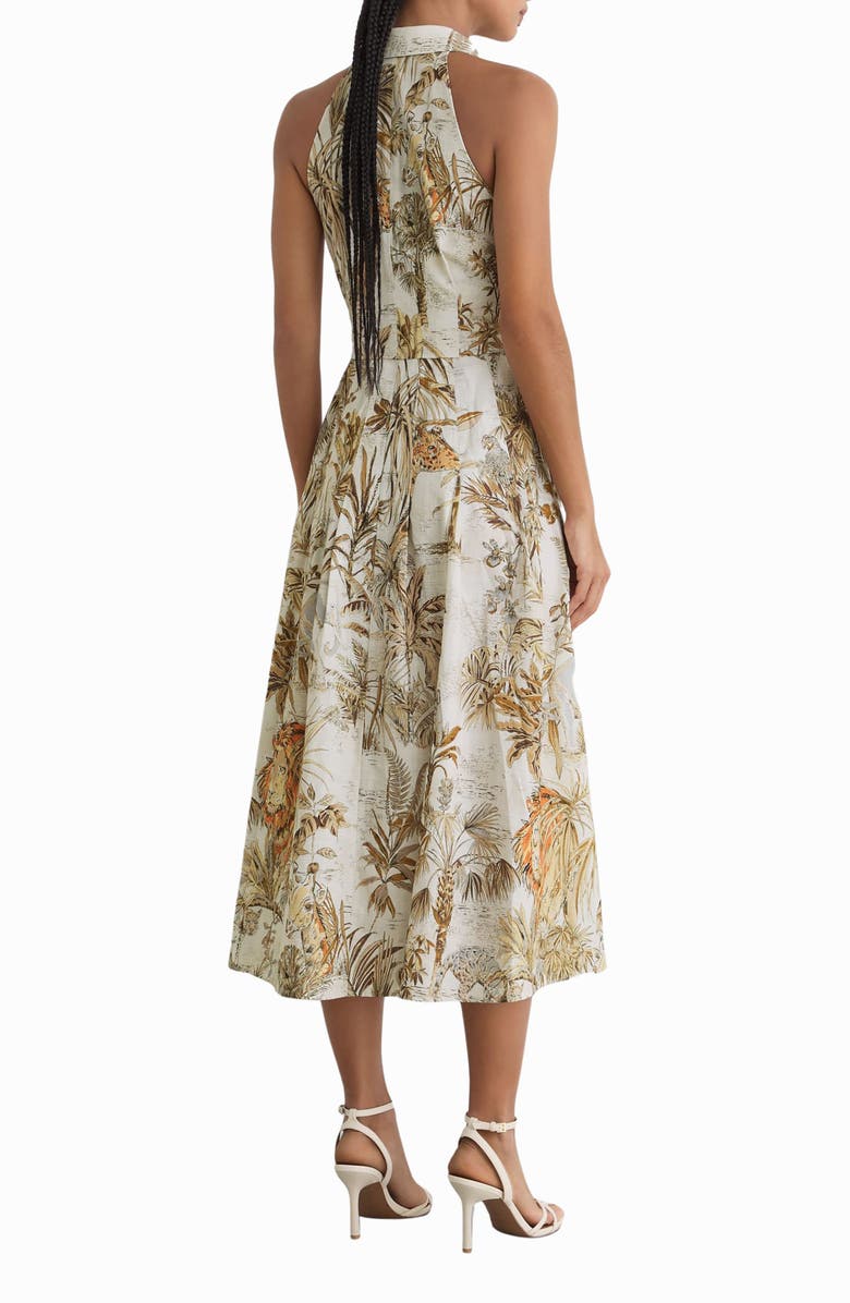 Reiss Tate Safari Print Front Tie Midi Dress, Alternate, color, Neutral