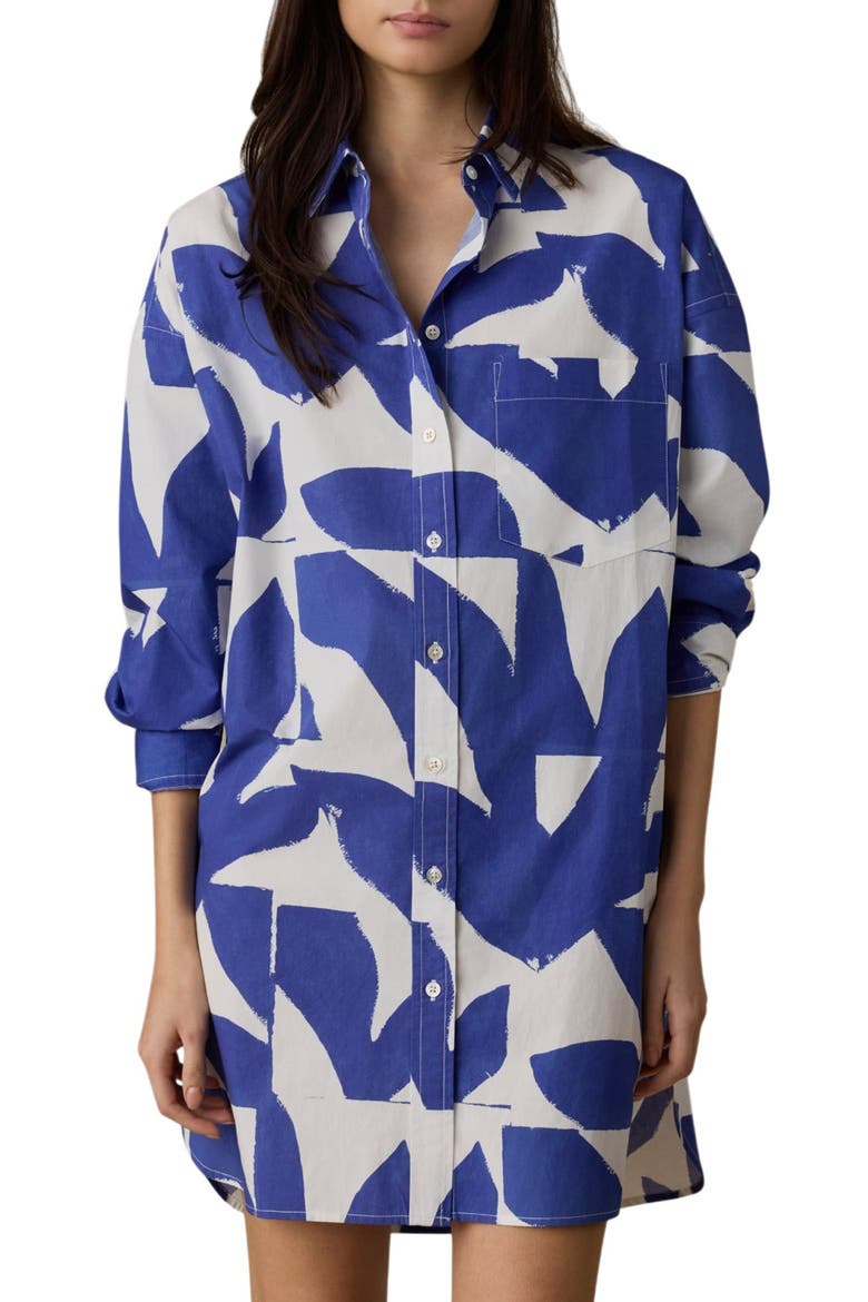 Kova Long Sleeve Cotton Poplin Shirtdress, Alternate, color, SUMMER LEAF