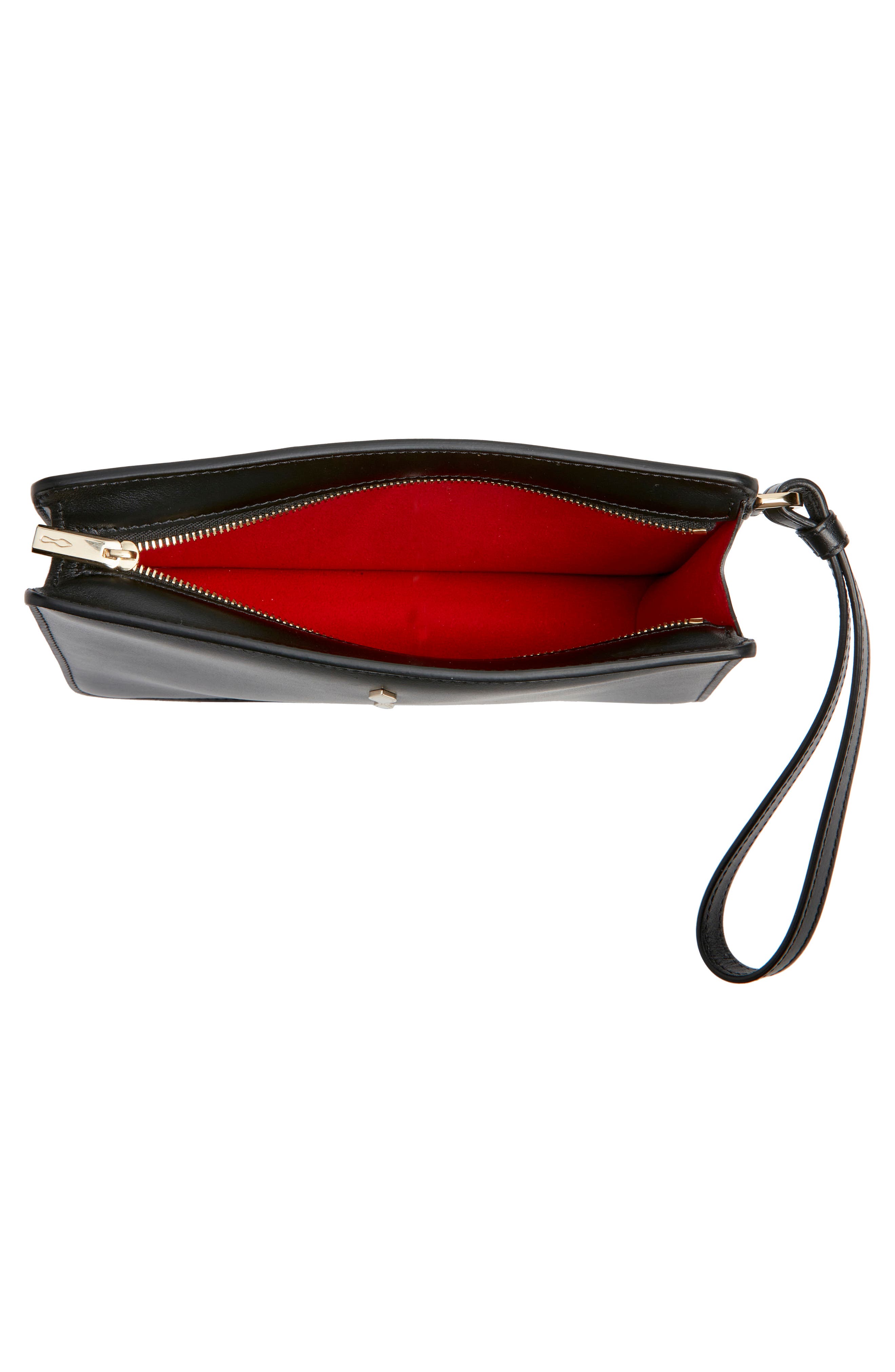 Christian Louboutin Small Bettina Leather Wristlet, Alternate, color, Cm6s Black/ Gold